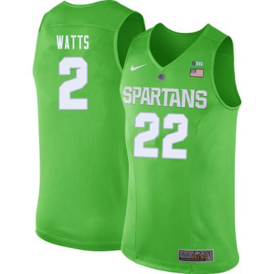 Men Michigan State Spartans NCAA #2 Mark Watts Green Authentic Nike Stitched College Basketball Jersey XL32O87FH